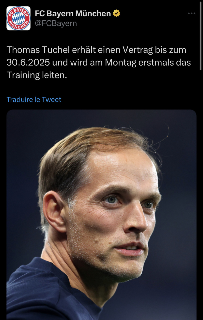 ​Bayern Munich: c'est officiel, Nagelsmann est remplacé par Tuchel