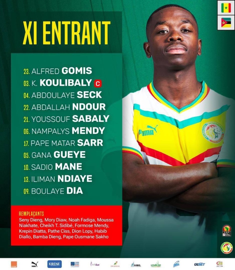 Sénégal-Mozambique: le Onze de départ des « Lions »