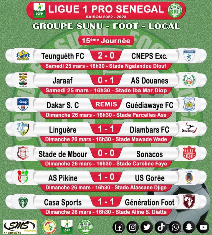 Ligue 1 : Diambars conserve son fauteuil, Casa Sports nouveau dauphin 