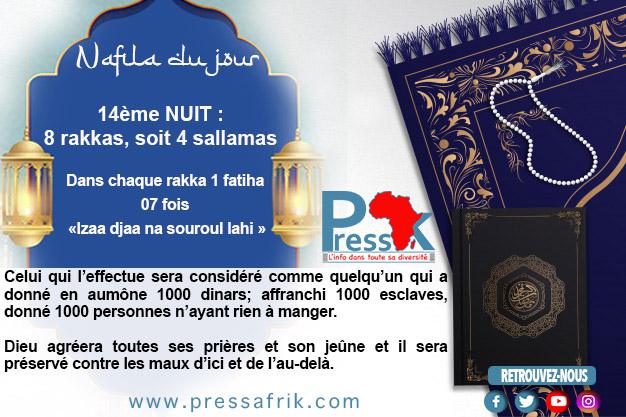 Ramadan-Nafila de la 14ème NUIT : 8 rakkas pour être "préservé contre les maux d’ici et de l’au-delà"