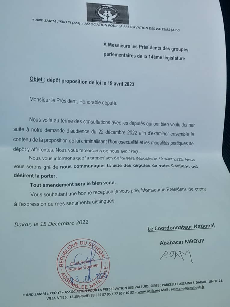 Assemblée nationale: "And Samm jikko" yi veut une loi criminalisant l'homosexualité 2 Assemblée nationale: And Samm jikko yi veut une loi criminalisant l'homosexualité