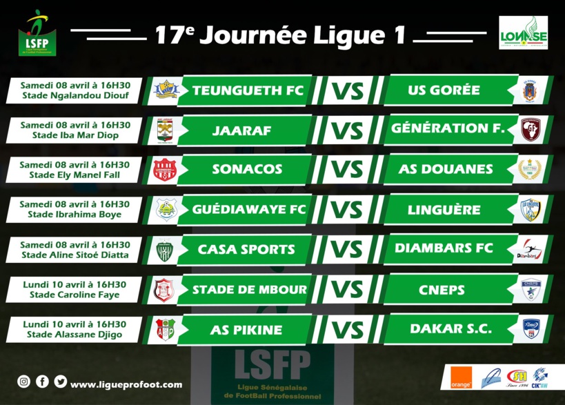 Ligue 1 : Guédiawaye FC pour conserver son fauteuil, chocs Casa Sports / Diambars, Jaraaf / Génération Foot Ligue 1 : Guédiawaye FC pour conserver son fauteuil, chocs Casa Sports / Diambars, Jaraaf / Génération Foot