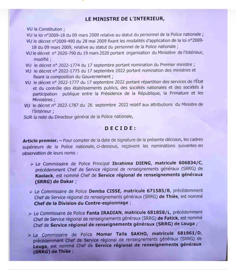 Vaste chamboulement au sein des Renseignements généraux (documents) Vaste chamboulement au sein des Renseignements généraux (documents)