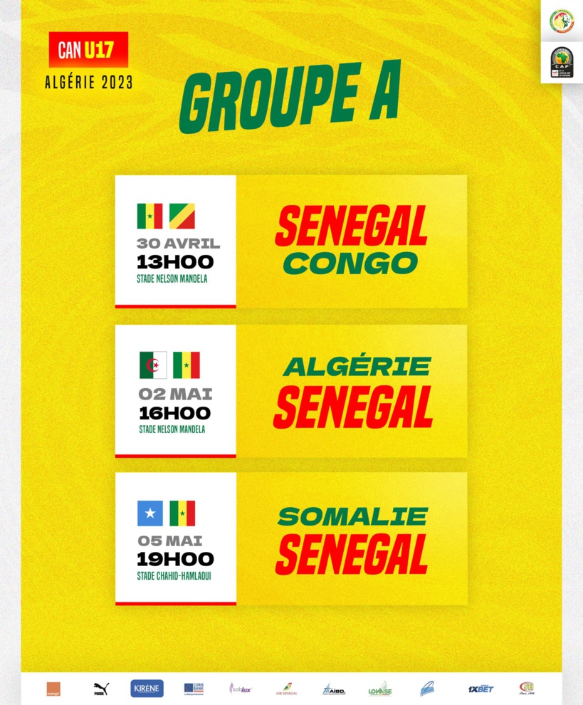 CAN U17 : le calendrier des matchs du Sénégal dévoilé CAN U17 : le calendrier des matchs du Sénégal dévoilé