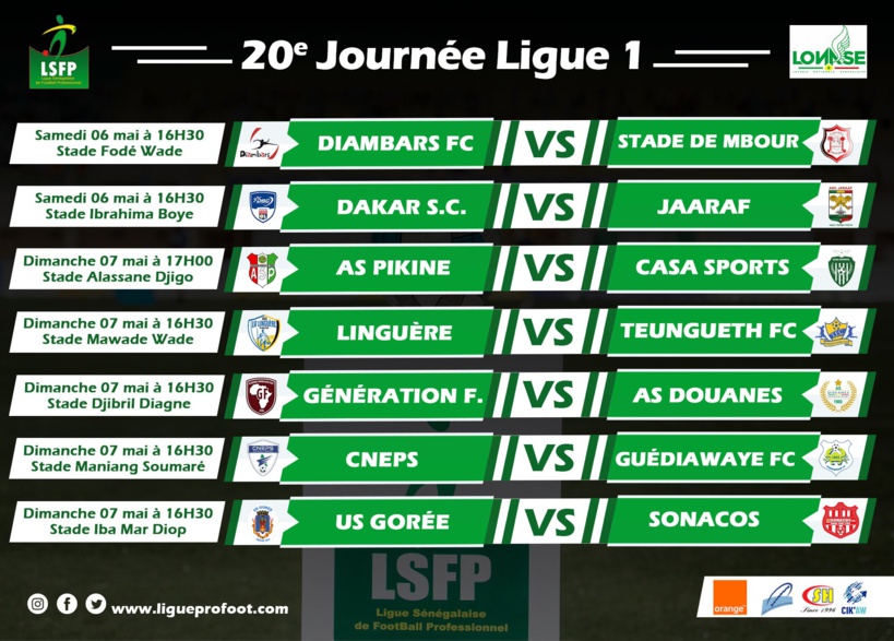 Ligue 1 : le derby Stade de Mbour – Diambars, choc de la 20e journée