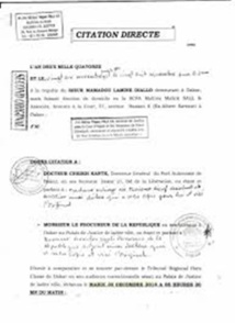 Mamadou Lamine Diallo et Cheikh Kanté s'expliqueront à la barre, le 30 décembre Mamadou Lamine Diallo et Cheikh Kanté s'expliqueront à la barre, le 30 décembre