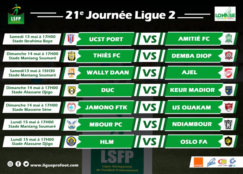 Ligue 2 : AJEL en danger face à Wally Daan, palpitant Jamono Fatick / US Ouakam Ligue 2 : AJEL en danger face à Wally Daan, palpitant Jamono Fatick / US Ouakam