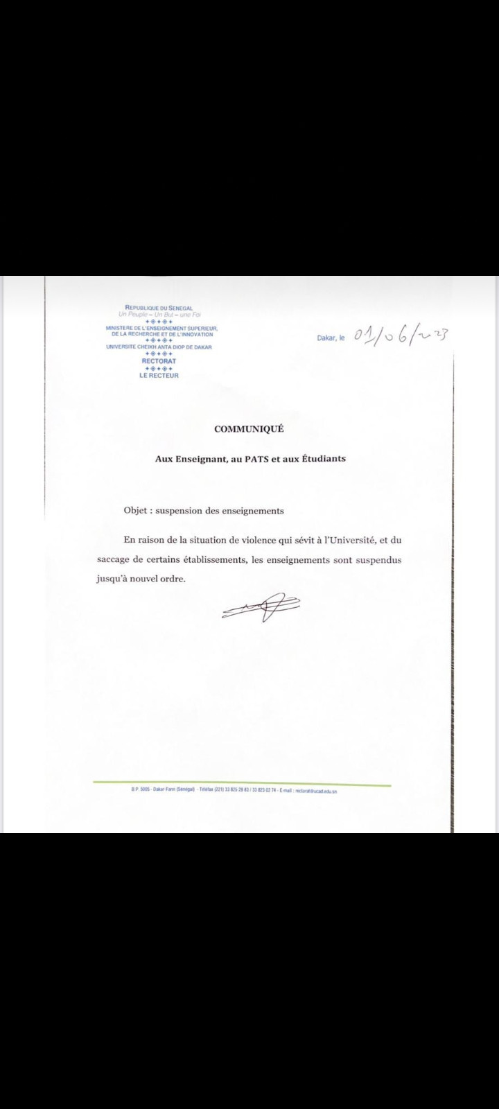 Enseignement supérieur : les cours suspendus jusqu’à nouvelle ordre