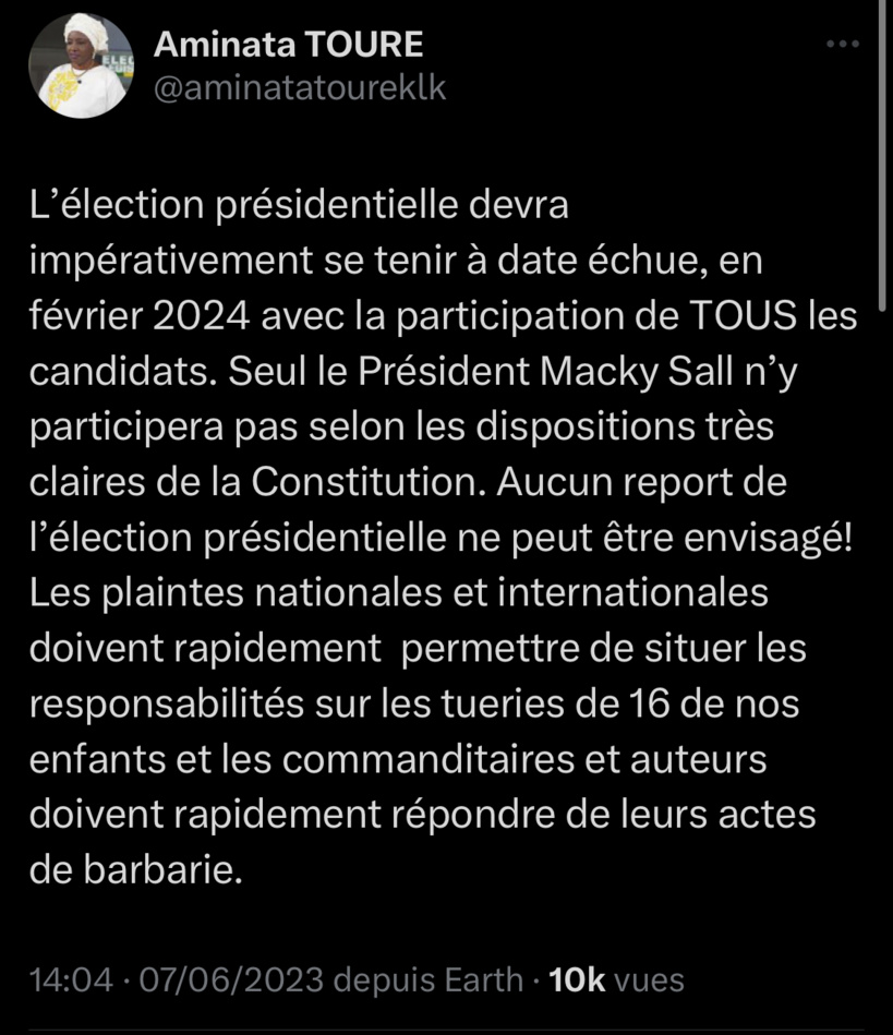 Rumeurs d’un report de la Présidentielle: Mimi Touré met en garde Macky Sall Rumeurs d’un report de la Présidentielle: Mimi Touré met en garde Macky Sall