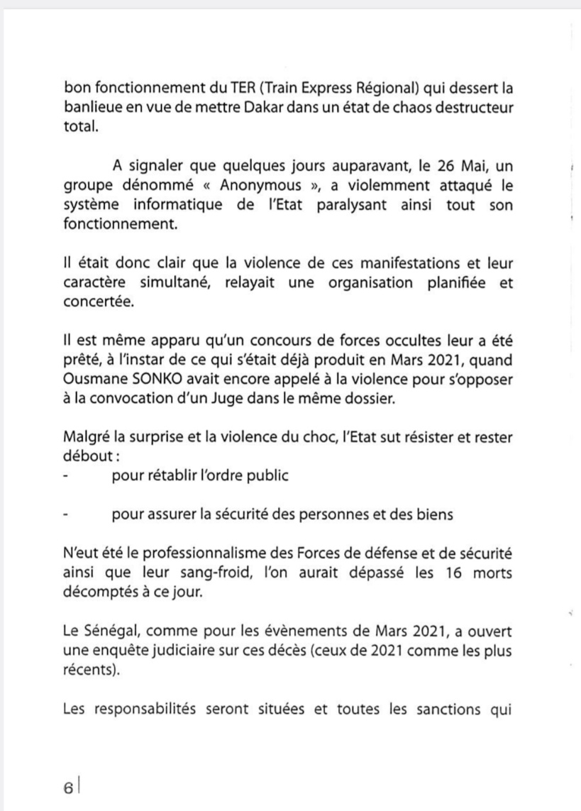 Sénégal : le gouvernement publie son livre blanc sur les manifestations du mois de juin Sénégal : le gouvernement publie son livre blanc sur les manifestations du mois de juin