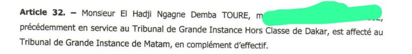 Me Ngagne Demba Touré affecté à Matam par le ministre de la Justice Me Ngagne Demba Touré affecté à Matam par le ministre de la Justice