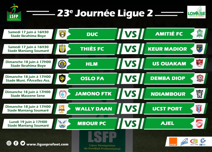 Ligue 2 : déplacement périlleux pour AJEL, l’US Ouakam peut devenir leader Ligue 2 : déplacement périlleux pour AJEL, l’US Ouakam peut devenir leader