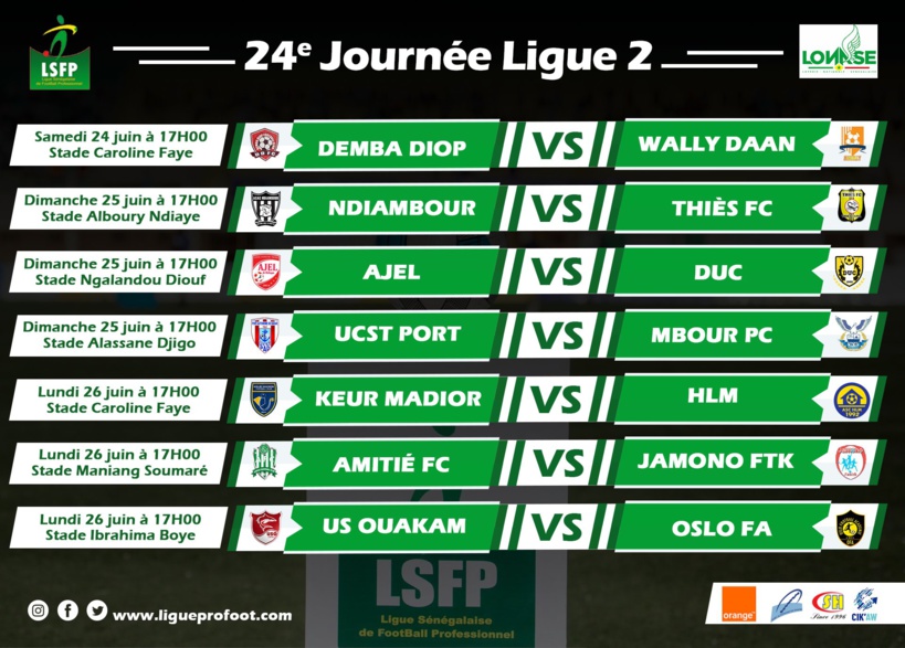 Ligue 2 : AJEL de Rufisque pour prendre le large, US Ouakam pour conserver la deuxième place Ligue 2 : AJEL de Rufisque pour prendre le large, US Ouakam pour conserver la deuxième place