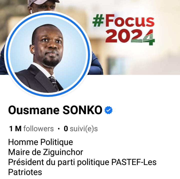 Sonko atteint un million de followers sur Facebook