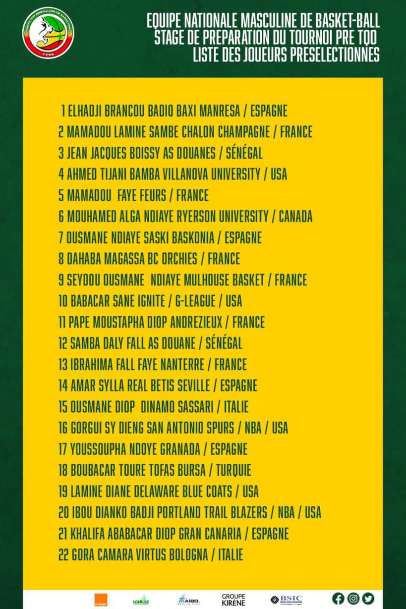 Basket - préparation du Pré-Tournoi de Qualification Olympique : Desagana Diop convoque 22 joueurs