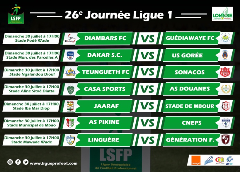 Ligue 1 : jour de vérité pour Linguère, AS Douanes, AS Pikine et Stade de Mbour