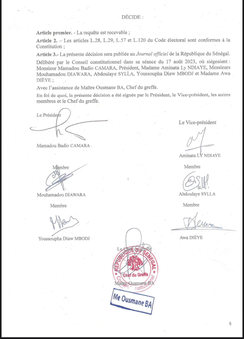 Recours en annulation des députés des YAW de la loi portant modification du Code électoral: le Conseil constitutionnel déclare recevable la requête, mais trouve conformes les articles visés