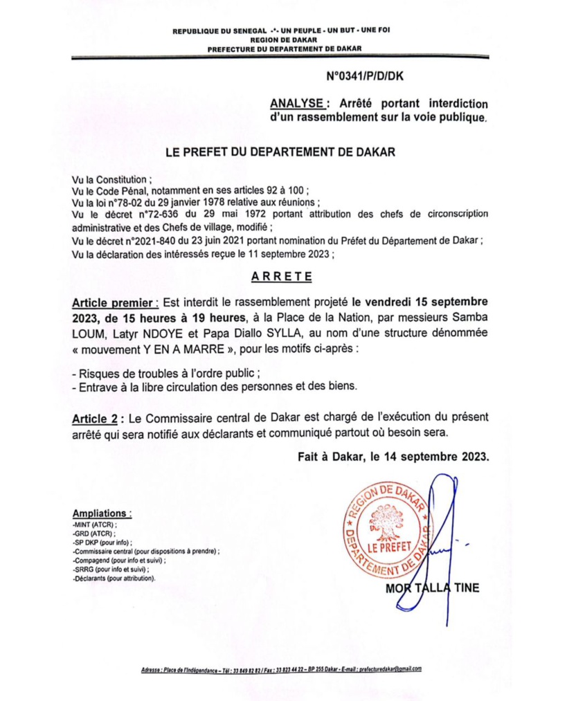 Nouvelle interdiction du rassemblement du F24 prévu ce vendredi