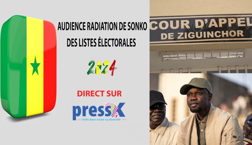 Ziguinchor: Suivez en DIRECT l’audience de la procédure de contestation de la radiation de Ousmane Sonko des listes électorales Ziguinchor: Suivez en DIRECT l’audience de la procédure de contestation de la radiation de Ousmane Sonko des listes électorales