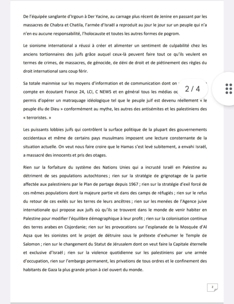 Israël-Gaza: La Ligue des Imams et prédicateurs du Sénégal adresse une lettre de protestation à l'ONU et à l'OCI