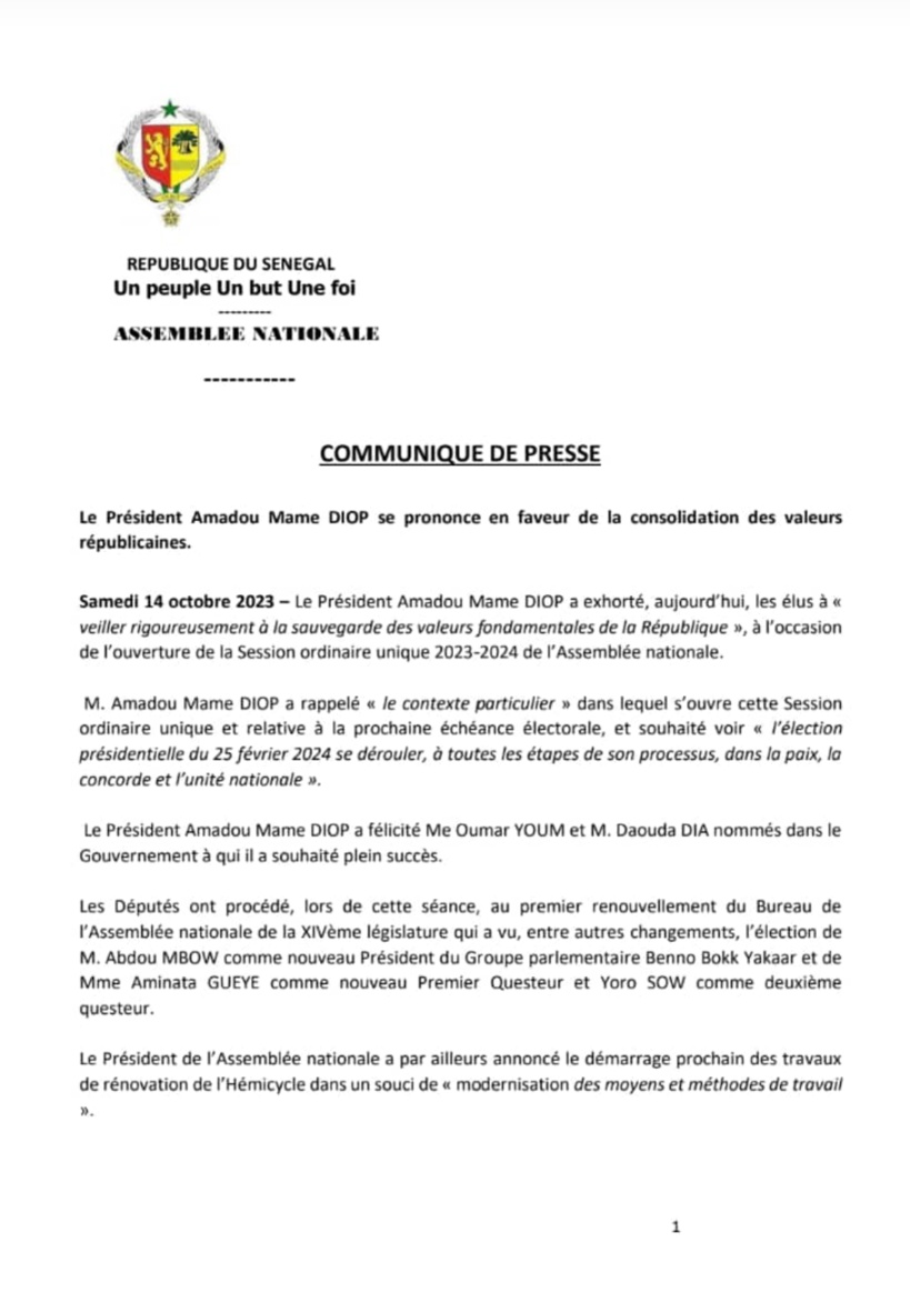 Voici la liste des membres du nouveau bureau de l'Assemblée nationale Voici la liste des membres du nouveau bureau de l'Assemblée nationale