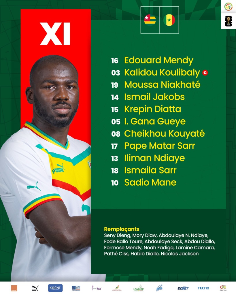 Qualifs Coupe du monde 2026 : la composition du Sénégal face au Togo avec Cheikhou Kouyaté, Sadio Mané, Ismaila Sarr…