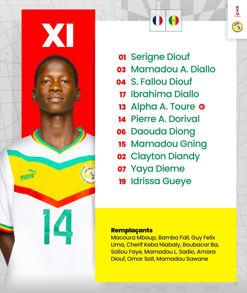 Mondial U17 : la composition du Sénégal face à la France, sans Amara Diouf Mondial U17 : la composition du Sénégal face à la France, sans Amara Diouf