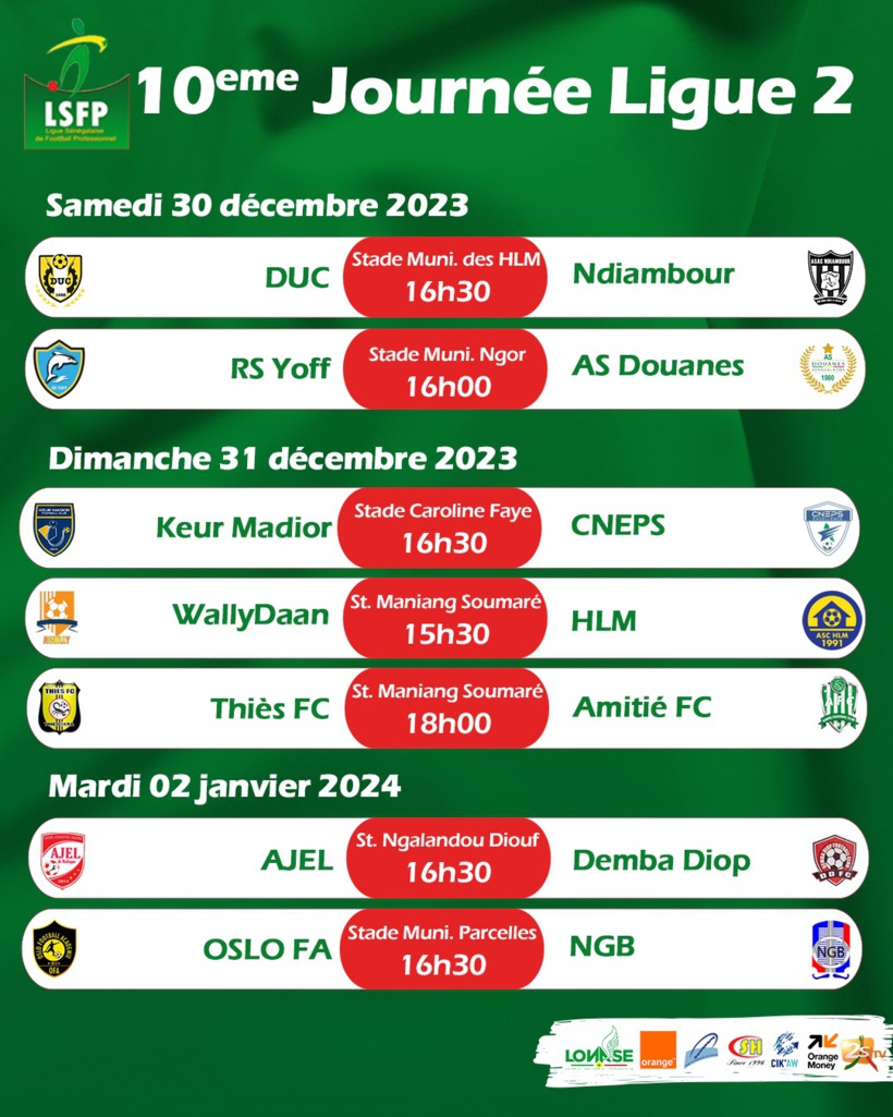 Ligue 2 : Wally Daan pour mettre la pression sur CNEPS, choc régional Amitié FC / Thiès FC Ligue 2 : Wally Daan pour mettre la pression sur CNEPS, choc régional Amitié FC / Thiès FC