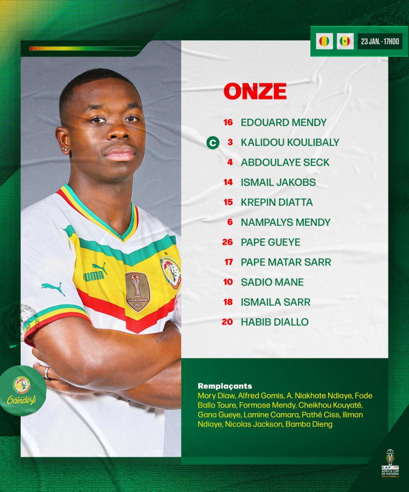 Guinée vs Sénégal :  la composition des « Lions » avec Nampalys Mendy et Abdoulaye Seck