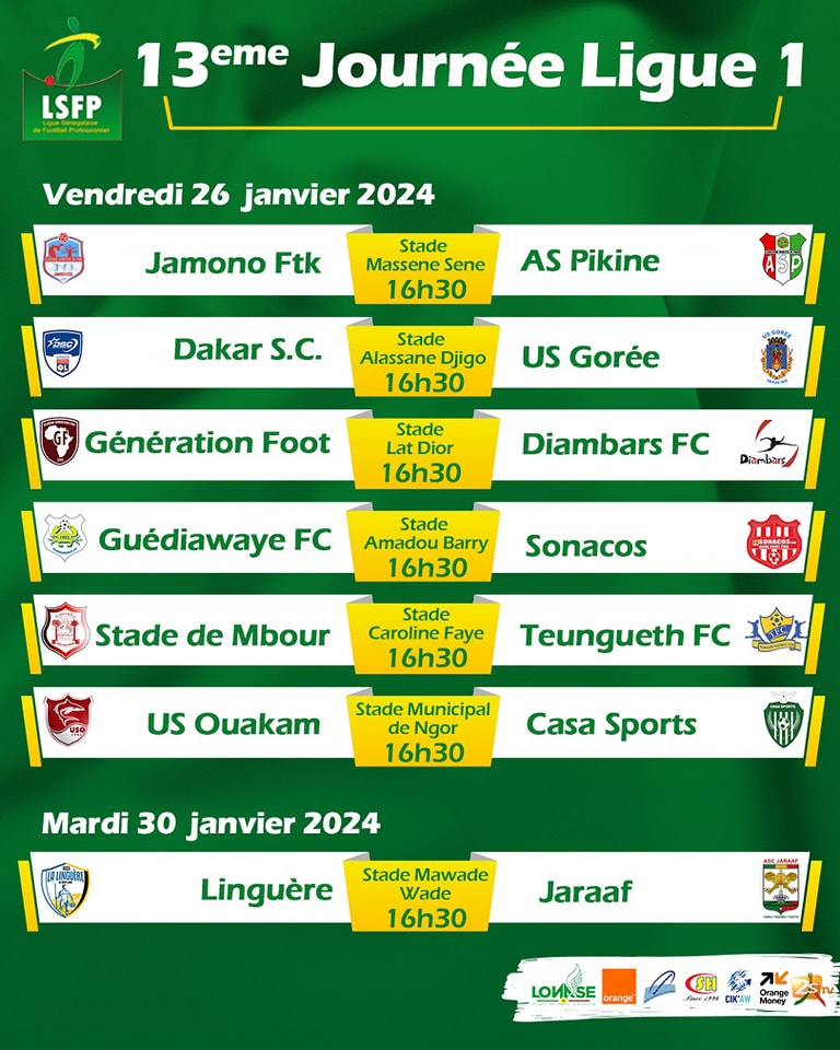 Ligue 1 : TFC, Jaraaf, Pikine, Gorée et DSC, grosse bataille pour le titre de champion à mi-parcours 
