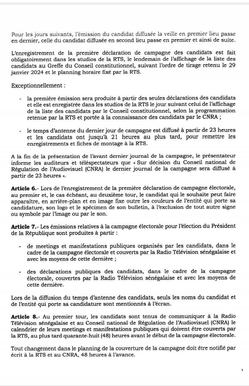 Temps d'antenne des candidats: le CNRA publie la décision fixant le nombre, la durée, les horaires ainsi que les modalités