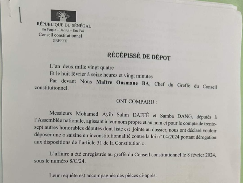 Sénégal : 39 députés de Yewwi Askanwi saisissent le Conseil constitutionnel pour contester la loi qui reporte la présidentielle