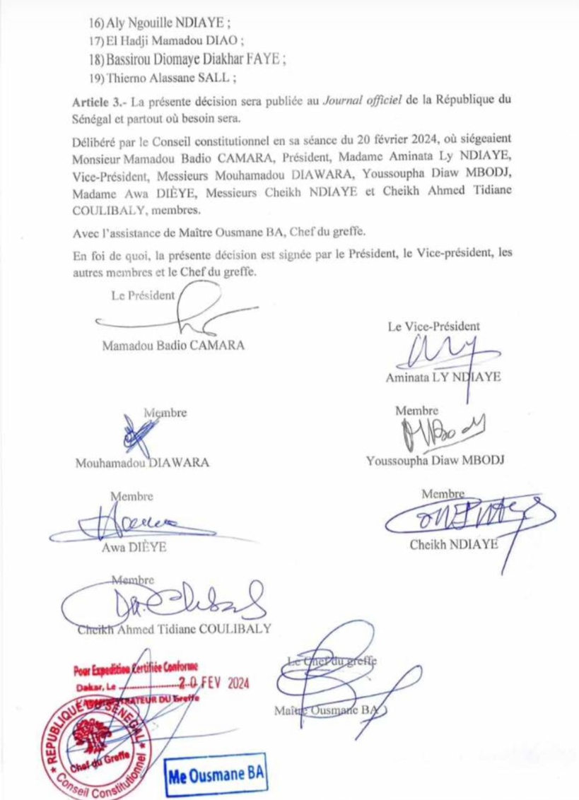 Election présidentielle 2024 : le Conseil constitutionnel publie une nouvelle liste de 19 candidats Election présidentielle 2024 : le Conseil constitutionnel publie une nouvelle liste de 19 candidats