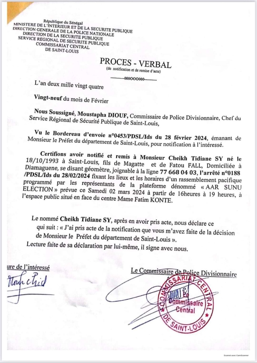 Saint-Louis : le rassemblement pacifique de "Aar Sunu Élection" autorisé Saint-Louis : le rassemblement pacifique de "Aar Sunu Élection" autorisé