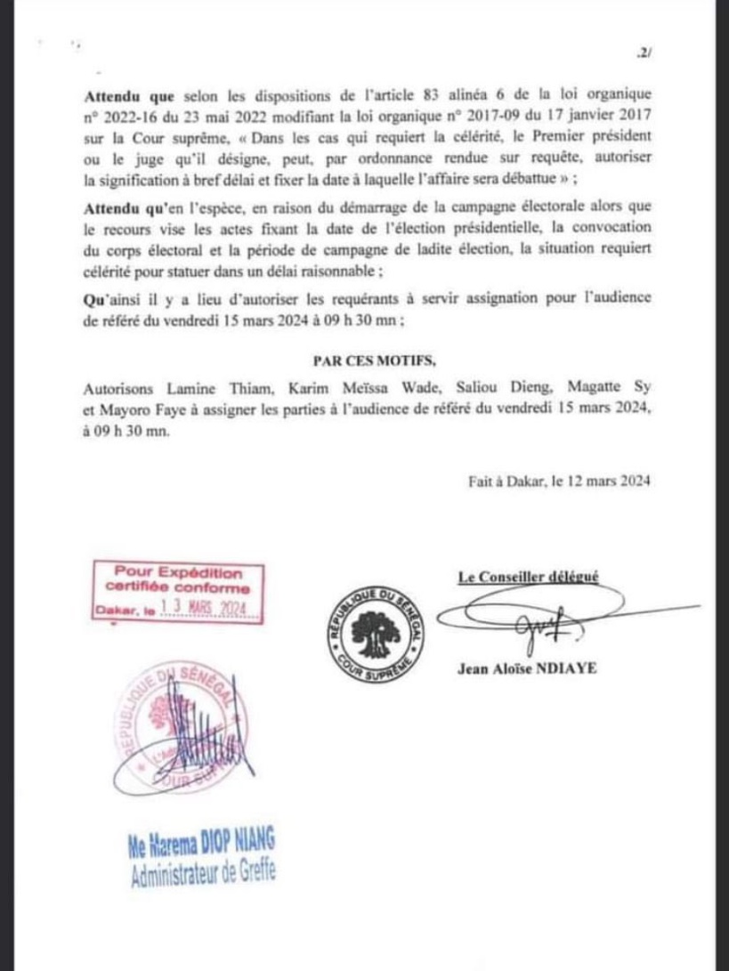 La Cour suprême autorise Karim Wade et Cie à assigner les parties à l’audience de référé du vendredi 15 mars