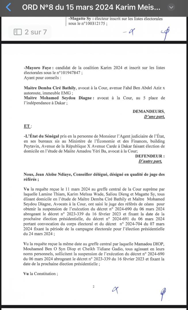 Voici la décision de la Cour suprême rendant irrecevable les requêtes du Pds ( Documents)