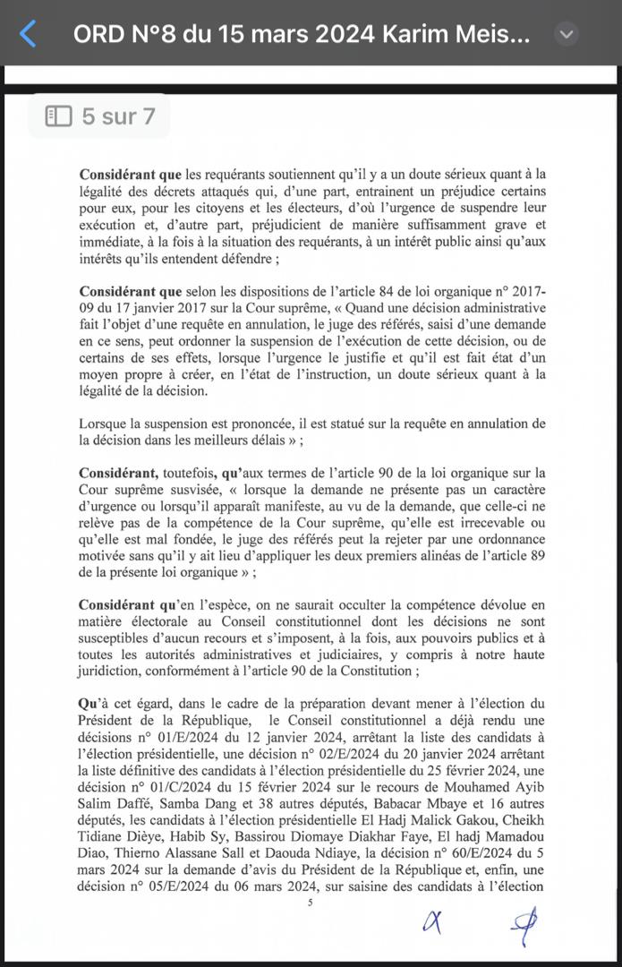 Voici la décision de la Cour suprême rendant irrecevable les requêtes du Pds ( Documents)