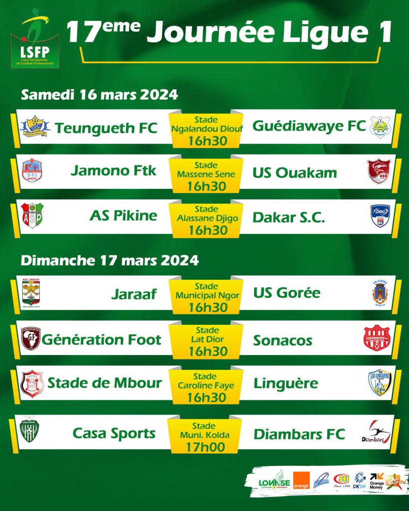 Ligue 1 : choc Teungueth FC/ Guédiawaye FC, derby Jaraaf / US Gorée