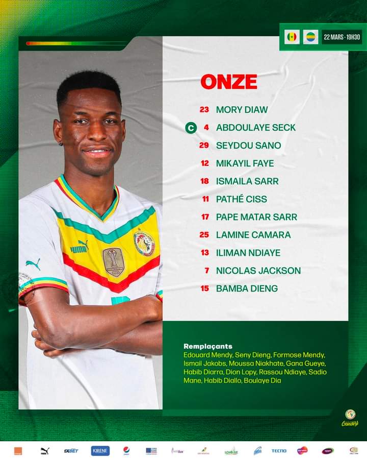 Sénégal vs Gabon : Voici la compo officielle des “Lions” avec Mikayil Faye et Sano