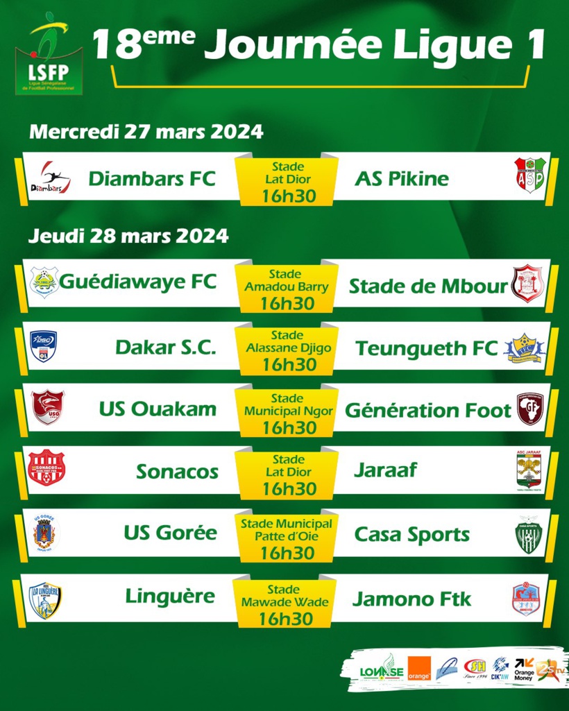 Ligue 1 : choc Diambars - AS Pikine, Guédiawaye FC pour titiller Jaraaf et Teungueth FC Ligue 1 : choc Diambars - AS Pikine, Guédiawaye FC pour titiller Jaraaf et Teungueth FC
