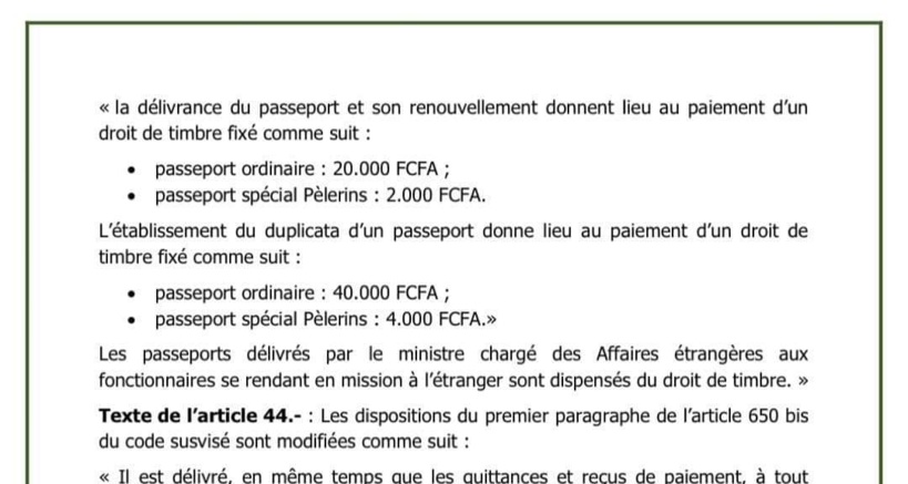 Prix de la quittance de passeport : la hausse ne concerne que le duplicata Prix de la quittance de passeport : la hausse ne concerne que le duplicata