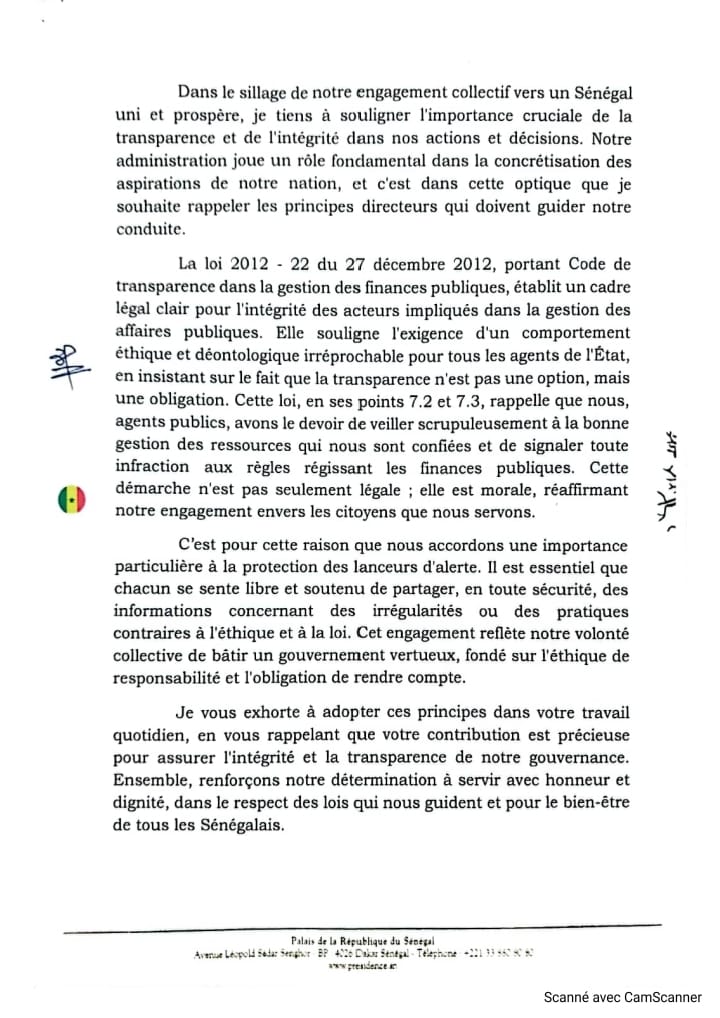 Sénégal : la lettre de Bassirou Diomaye Faye aux agents et fonctionnaires de l'administration 