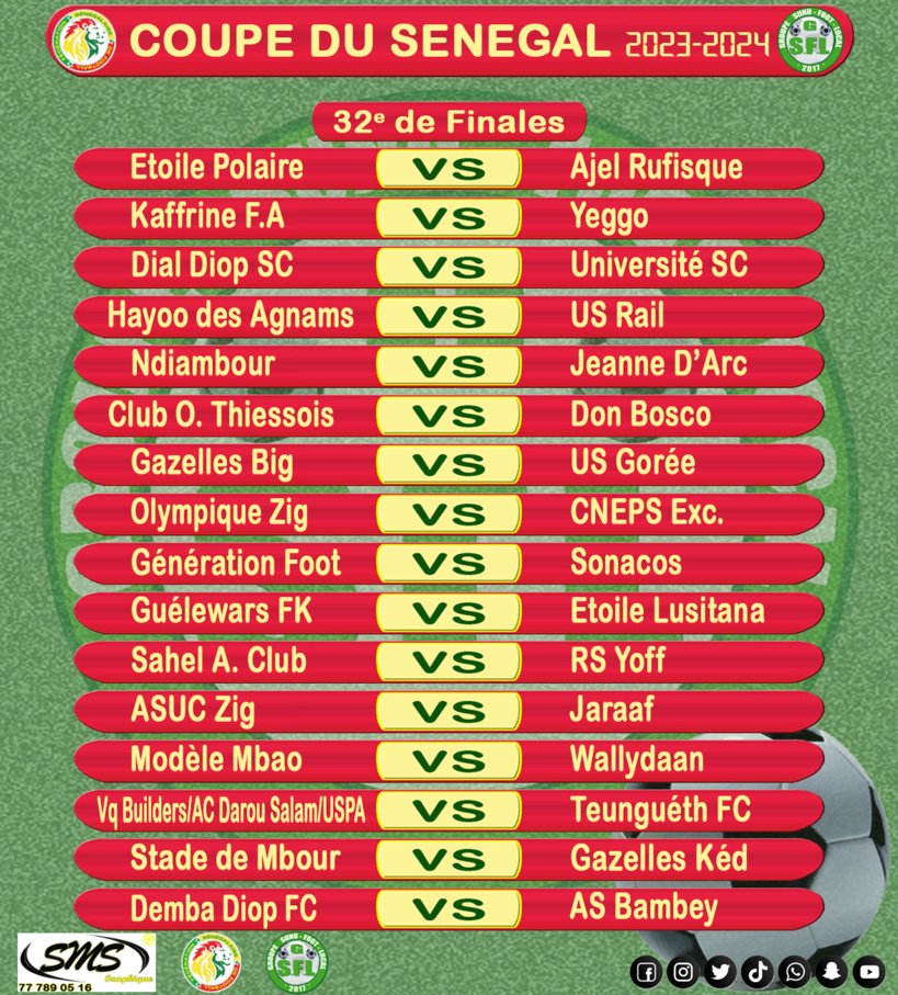Coupe du Sénégal : ASUC de Ziguinchor défie le Jaraaf, Teungueth FC affronte USPA, Pikine accueille Port