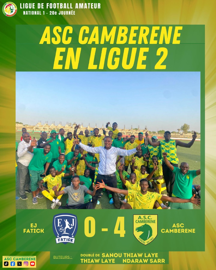 National 1 : L’ASC Cambérène monte en Ligue 2