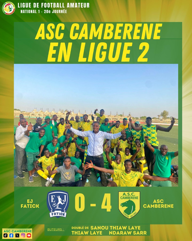 National 1 : L’ASC Cambérène monte en Ligue 2 National 1 : L’ASC Cambérène monte en Ligue 2