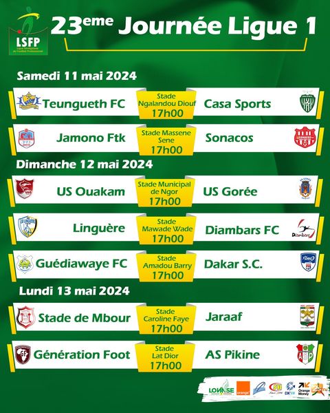Ligue 1 (23e journée) : choc Teungueth FC / Casa Sports, Jamono Fatick face à la Sonacos, duel DSC / Guédiawaye FC