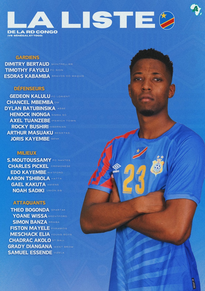 RDC vs Sénégal : la liste des 25 « Léopards » dévoilée avec trois nouveaux renforts RDC vs Sénégal : la liste des 25 « Léopards » dévoilée avec trois nouveaux renforts