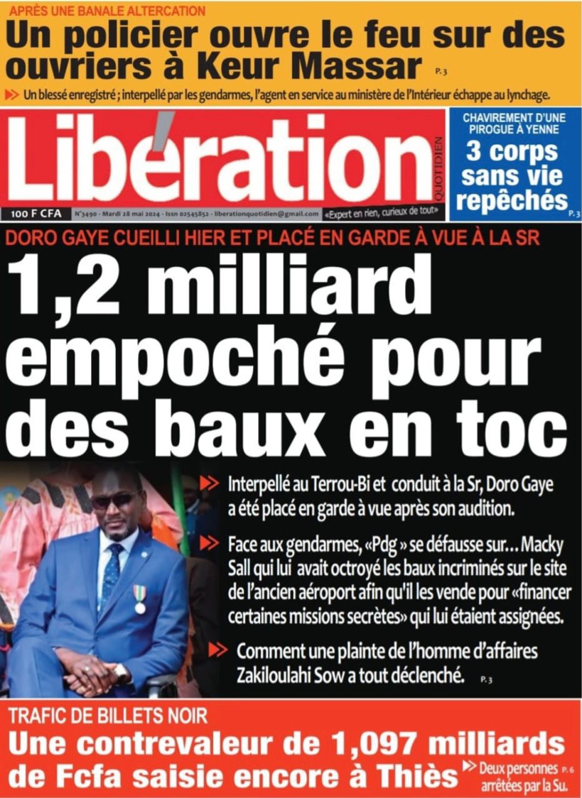 Justice - L'homme d'affaires Dora Gaye placé en garde à vue à la Section de recherches Justice - L'homme d'affaires Dora Gaye placé en garde à vue à la Section de recherches