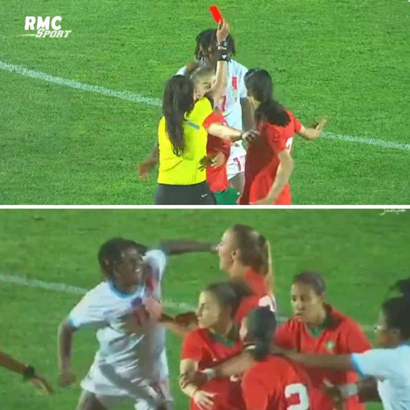 Un crochet du gauche en plein visage : l'incroyable coup de sang d'une footballeuse congolaise après un carton rouge Un crochet du gauche en plein visage : l'incroyable coup de sang d'une footballeuse congolaise après un carton rouge