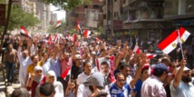 Membres des Frères musulmans manifestant deux ans après la grande répression de 2013. © Belal Darder/AP/SIPA